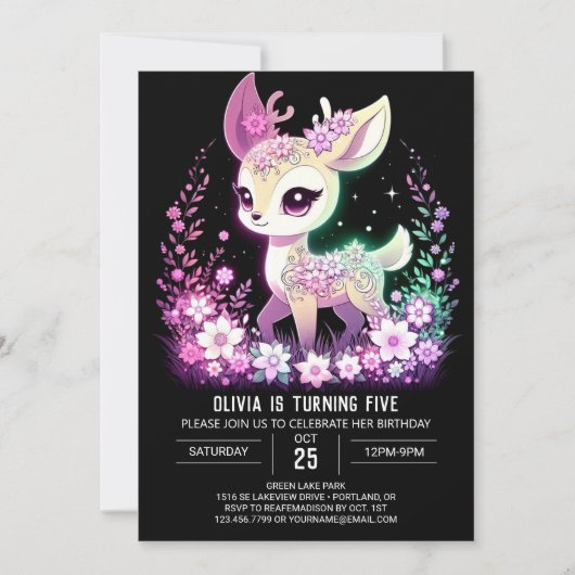 Happy Fantasy Deer Digital Geburtstag Einladung (Vorderseite)