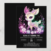 Happy Fantasy Deer Digital Geburtstag Einladung (Vorne/Hinten)