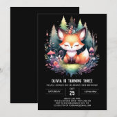 Happy Fantasy Fox Geburtstag digital Einladung (Vorne/Hinten)