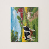Happy Farm Animals Red Barn Rural Scene Puzzle (Vertikal)