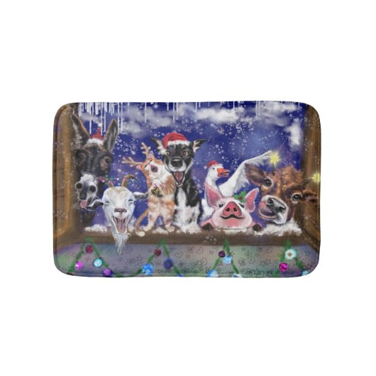 Happy Farm Animals Weihnachtsbath Mat Badematte (Vorderseite)