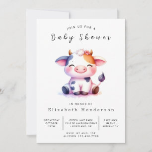 Happy Farm Calf Cow Baby Dusche Einladung