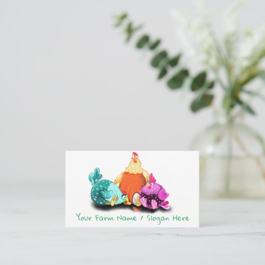 Happy Farm Funny Rooster Bauer Business Card Visitenkarte (Stehend Vorderseite)