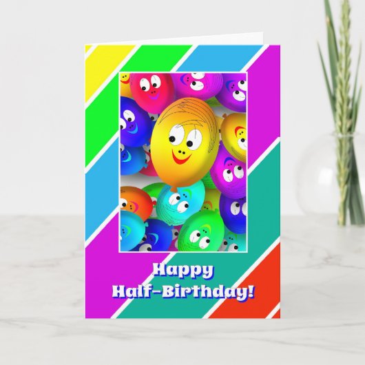 Happy Fase Balloons Card zum halben Geburtstag Karte (Vorderseite)
