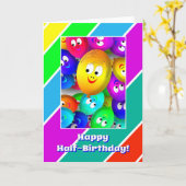 Happy Fase Balloons Card zum halben Geburtstag Karte (Gelbe Blume)