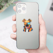 happy fashionable dog aufkleber (Telefon)