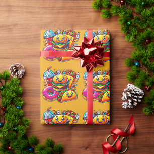 Happy Fast Food Characters Art for Geschenkpapier