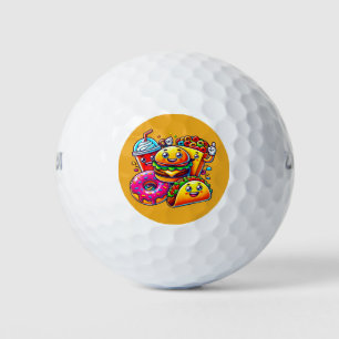 Happy Fast Food Characters Art for Golfball