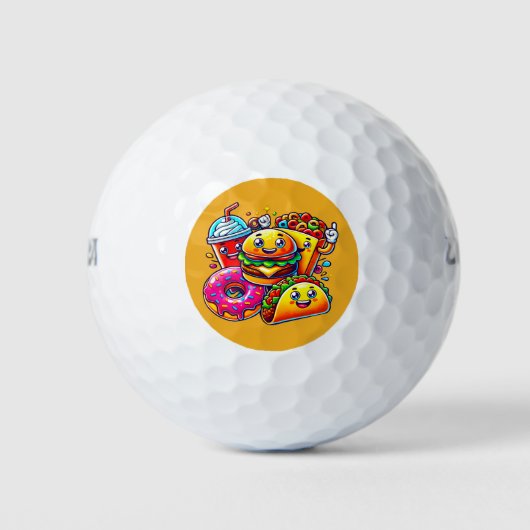 Happy Fast Food Characters Art for Golfball (Vorderseite)