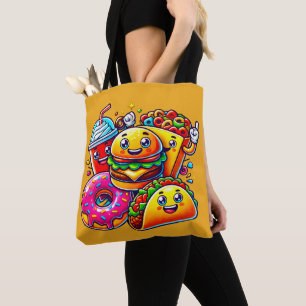 Happy Fast Food Characters Art for Tasche