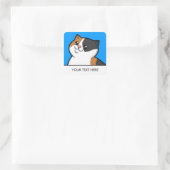 Happy Fat Calico Cat Square Stickers (Tasche)