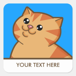 Happy Fat Orange Cat Quadratischer Aufkleber