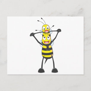 Happy Father and Son Bee Have Fun Postkarte