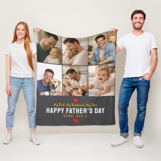 Happy Father’s Day Photo | Personalized Dad Ever Fleecedecke (Beispiel)
