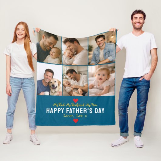 Happy Father’s Day Photo | Personalized Dad Ever Fleecedecke (Beispiel)