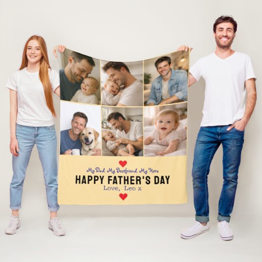 Happy Father’s Day Photo | Personalized Dad Ever Fleecedecke (Beispiel)