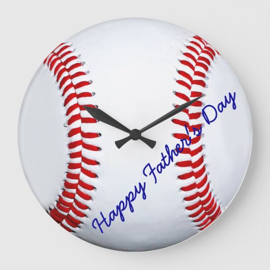 Happy Father's Day Baseball Large Wall Clock Große Wanduhr (Vorderseite)