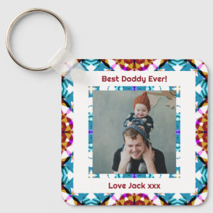 Happy Father's Day Best Daddy Vater Ever Blue Foto Schlüsselanhänger