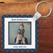 Happy Father's Day Best Daddy Vater Ever Blue Foto Schlüsselanhänger (Rückseite)