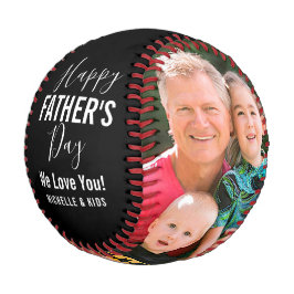Happy Father's Day Black Family Foto Name Script Baseball