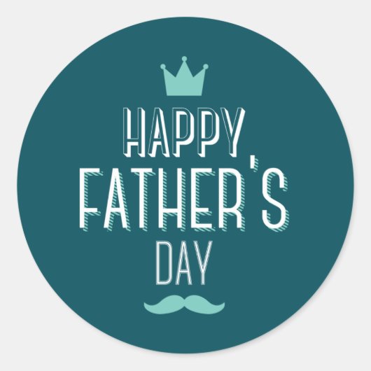 Happy Father's Day Blue Design Runder Aufkleber (Vorderseite)