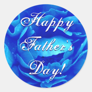 Happy Father's Day Blue Rose Runder Aufkleber