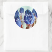 Happy Father's Day Blue Tulips Runder Aufkleber (Tasche)