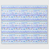 Happy Father's Day Blue Watercolor Streifen Geschenkpapier (Flach)