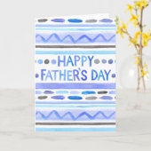 Happy Father's Day Blue Watercolor Streifen Karte (Gelbe Blume)