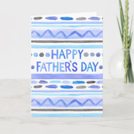 Happy Father's Day Blue Watercolor Streifen Karte