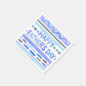 Happy Father's Day Blue Watercolor Streifen Serviette (Ecke)