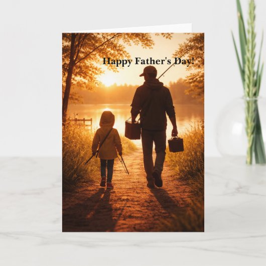 Happy Fathers Day Card - Sunrise Fishing image Karte (Vorderseite)