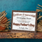 Happy Father's Day Certificate Plaque Fotoplatte (Seite)