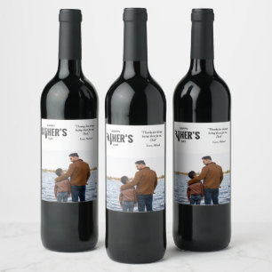Happy Father's Day Custom Foto Weinetikett