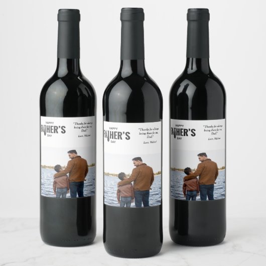 Happy Father's Day Custom Foto Weinetikett (Flaschen)