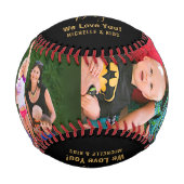 Happy Father's Day Family Foto Goldener Skriptname Baseball (Vorderseite)