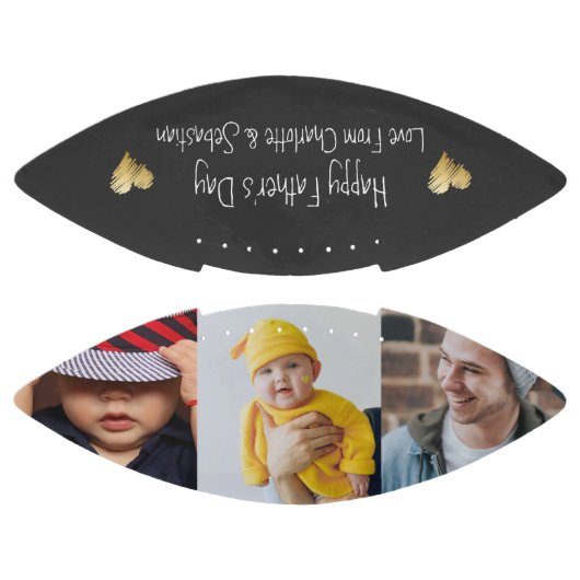 Happy Fathers Day Foto and Text Gold Heart Football (Paneele)