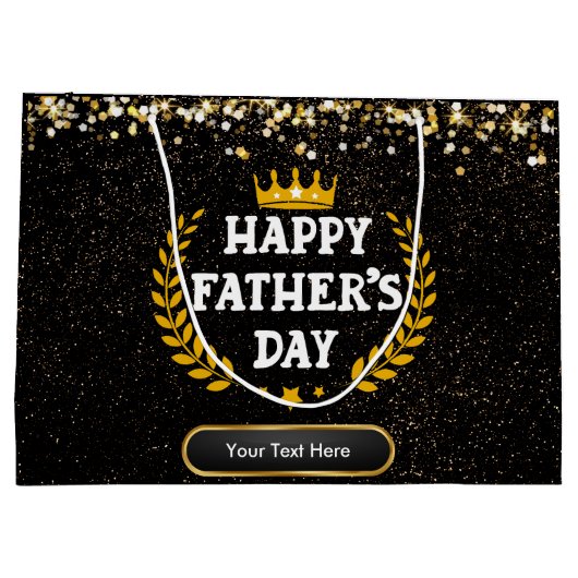 Happy Father's Day Glam Gold Sparkle Große Geschenktüte (Rückseite)