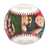 Happy Father's Day Gold Family Foto Name Script Baseball (Vorderseite)