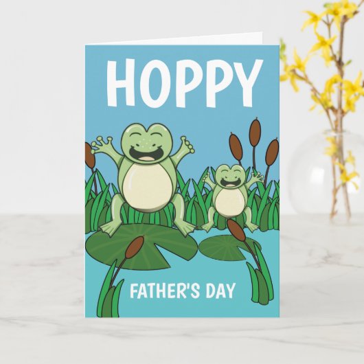 Happy Father's Day Hoppy Frogs Karte (Gelbe Blume)