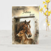 Happy Father's Day Horse and Foal Karte (Gelbe Blume)