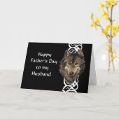 Happy Father's Day Husband Wild Wolf Head Karte (Gelbe Blume)