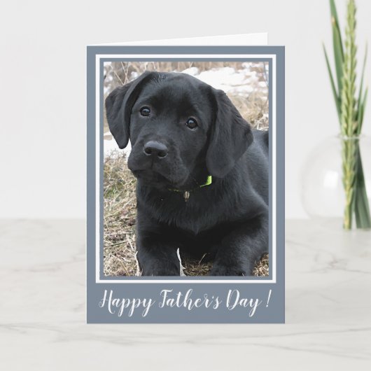 Happy Father's Day - Niedlicher schwarzer Labrador Karte (Vorderseite)