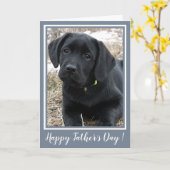 Happy Father's Day - Niedlicher schwarzer Labrador Karte (Gelbe Blume)