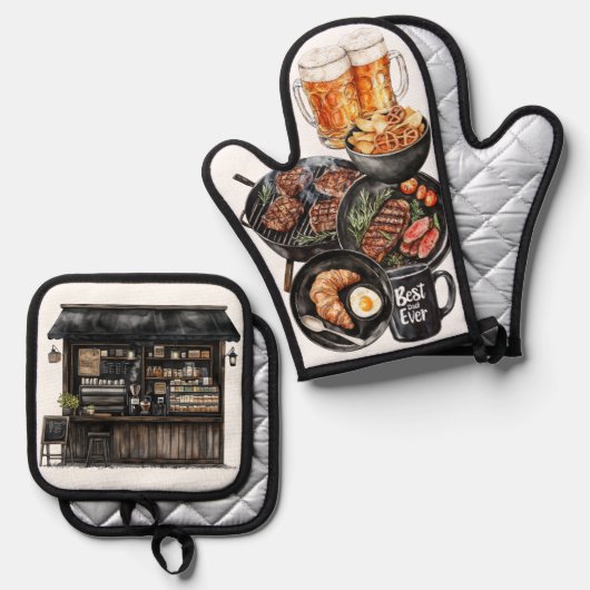 Happy Father's Day Ofenhandschuh & Topflappen-Set (Vorderseite/Rückseite)