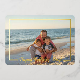 Happy Father's Day Photo w/ Foil Line Frame Card Folieneinladung