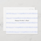 Happy Father's Day Quote Blue Stripes Card Postkarte (Vorne/Hinten)