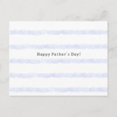 Happy Father's Day Quote Blue Stripes Card Postkarte (Vorderseite)