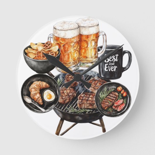 Happy Father's Day Runde Wanduhr (Vorderseite)