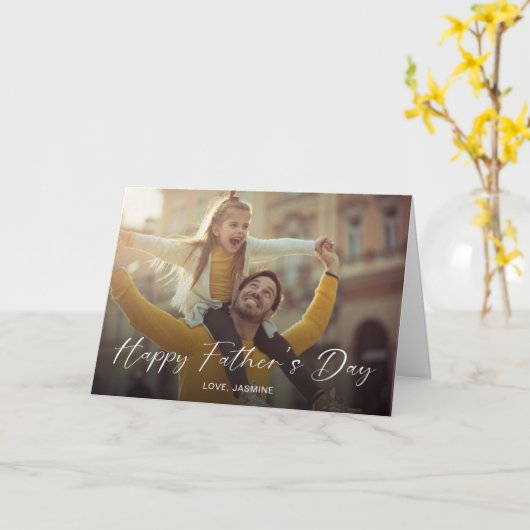 Happy Father's Day Script Foto Modern Simple Karte (Gelbe Blume)